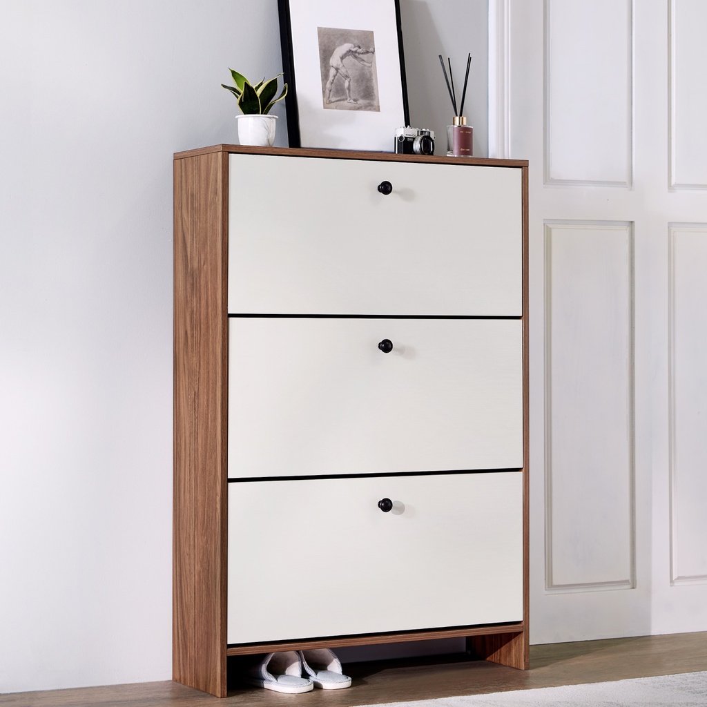 Zapatero Madison 3 cajones café-blanco