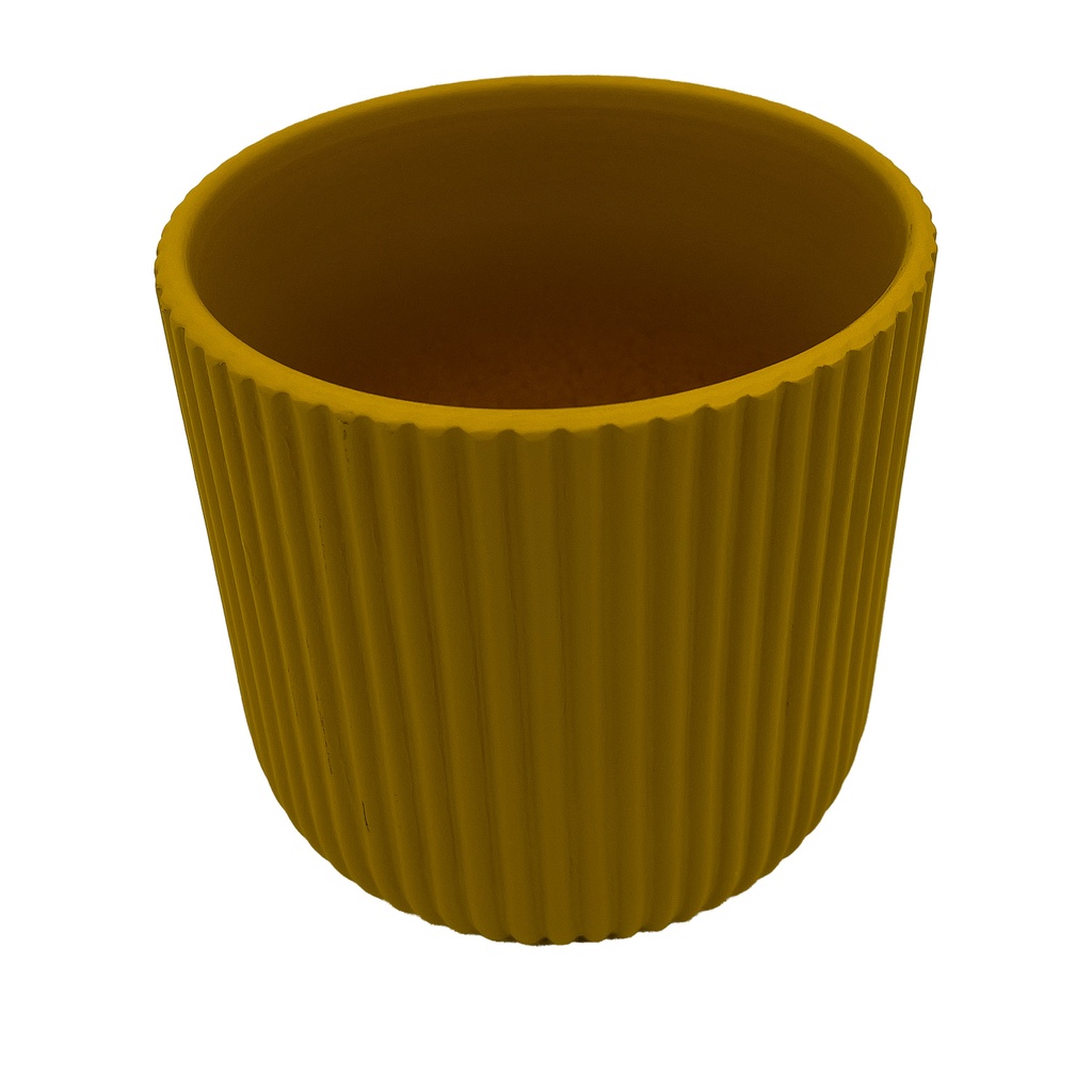 Macetero ranurado mostaza 14cm