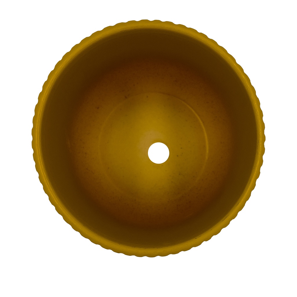 Macetero ranurado mostaza 14cm