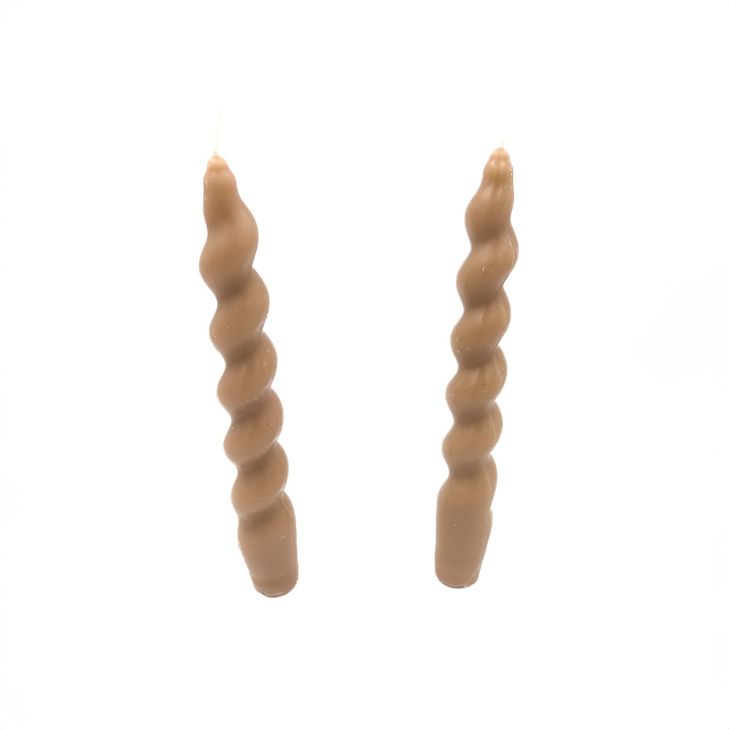 Velas torcidas café 18cm set de 2