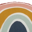 Cojín arcoiris pompones azul 30x50cm