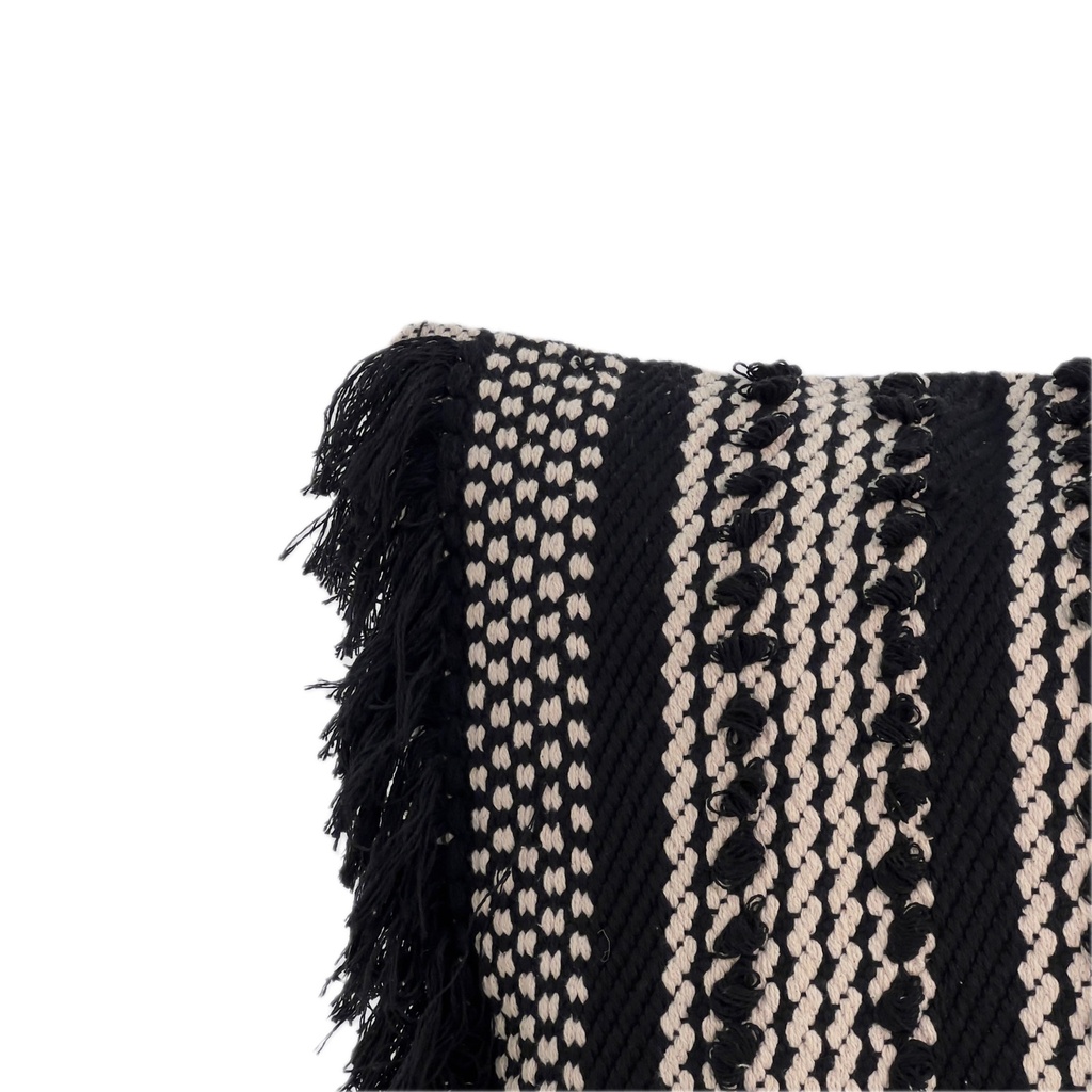 Cojín boho grafito flecos 45x45cm