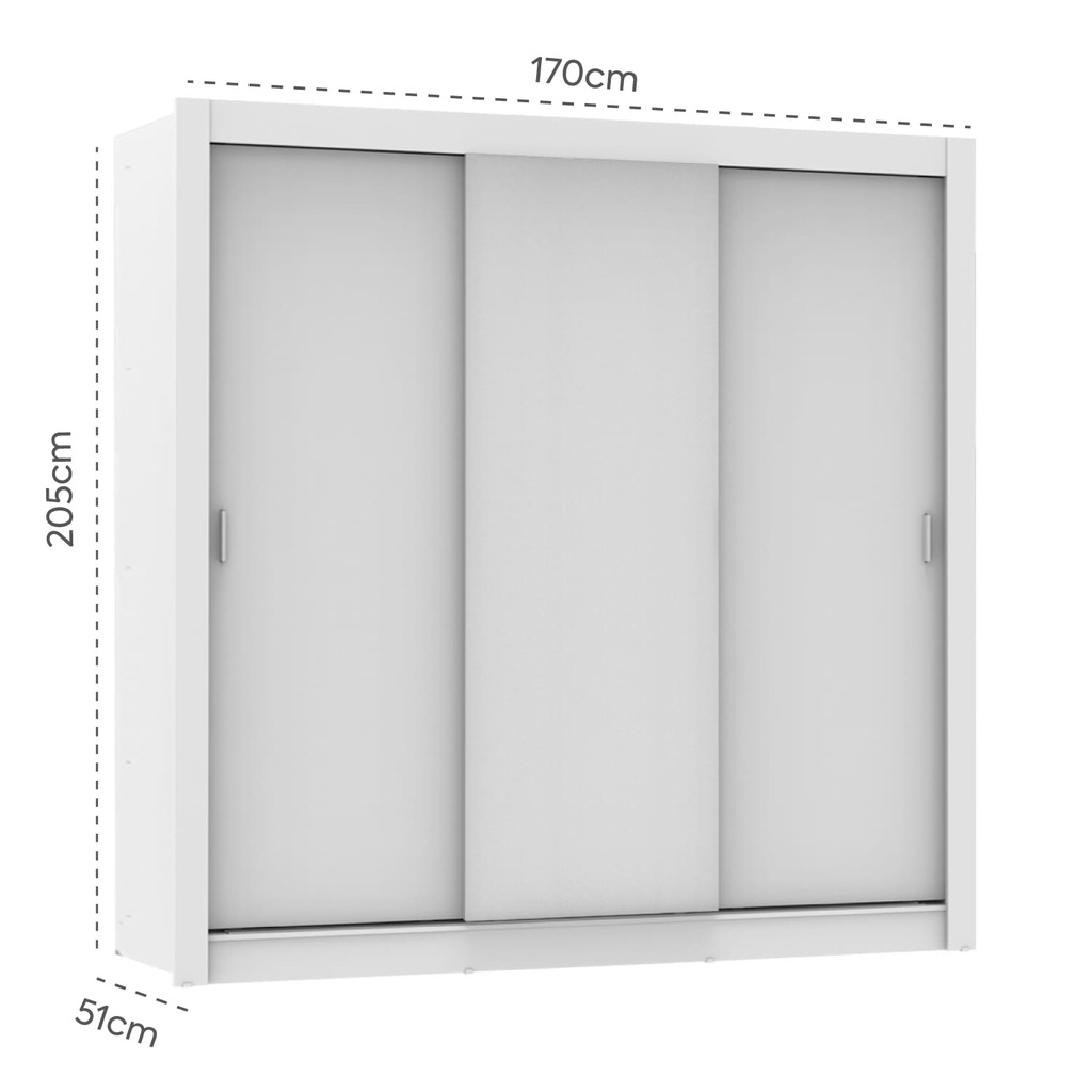 Closet Lyon 3 puertas 2 cajones blanco