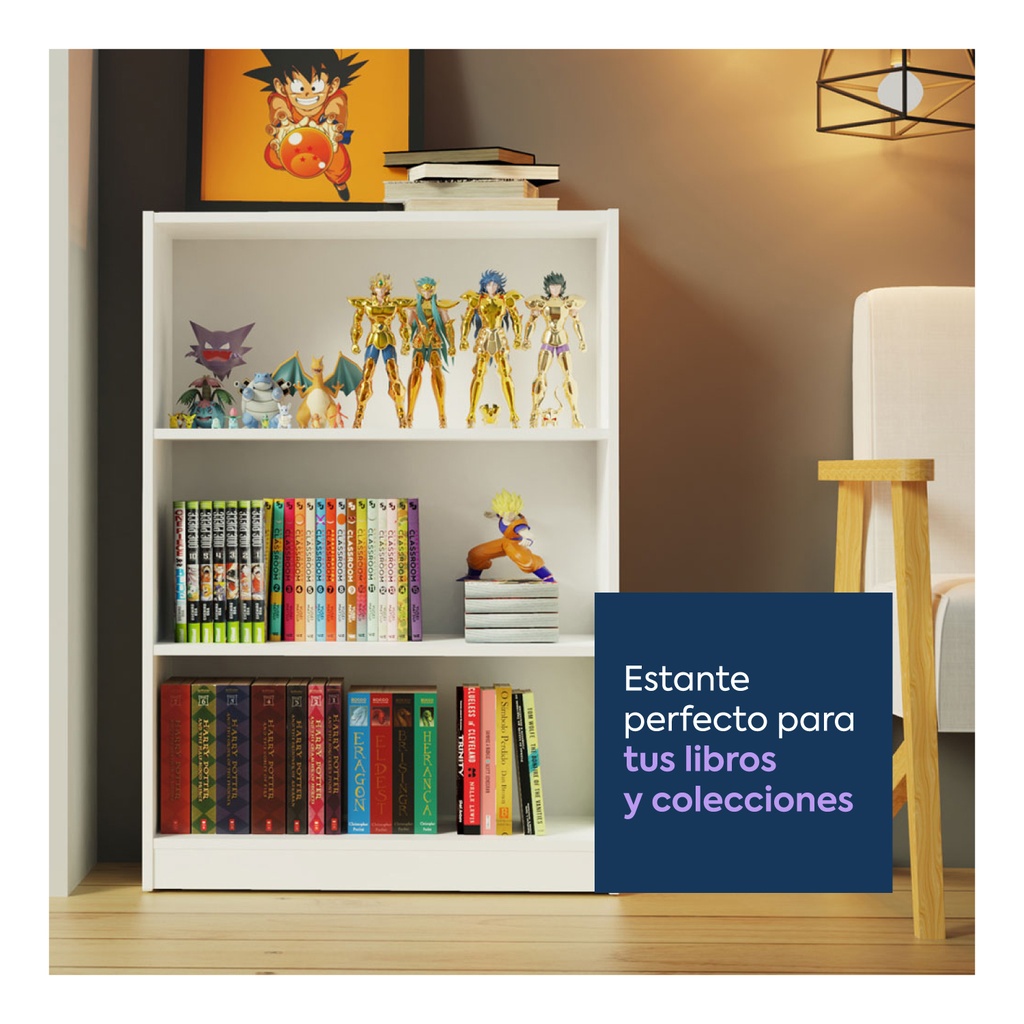 Librero Vercelli 3 niveles blanco