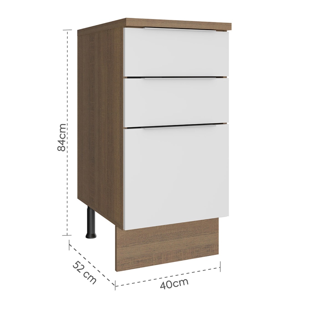 Base cocina Stella blanco 3 cajones 40cm