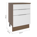 Base cocina Stella blanco 3 cajones 60cm