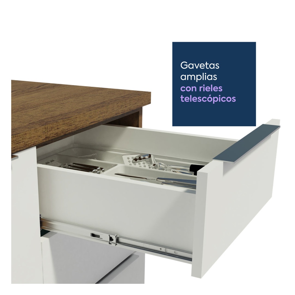 Base cocina Stella blanco 2 puertas 3 cajones 120cm