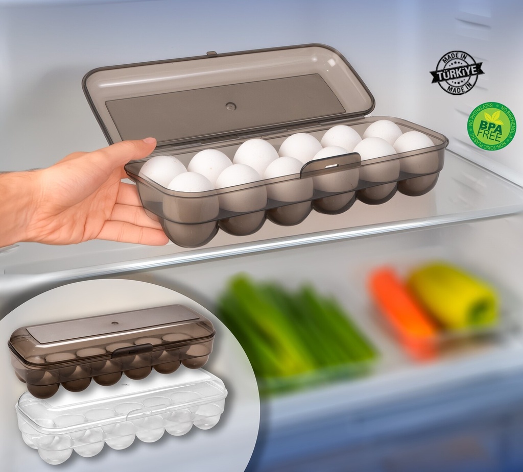 Portahuevos transparente con tapa