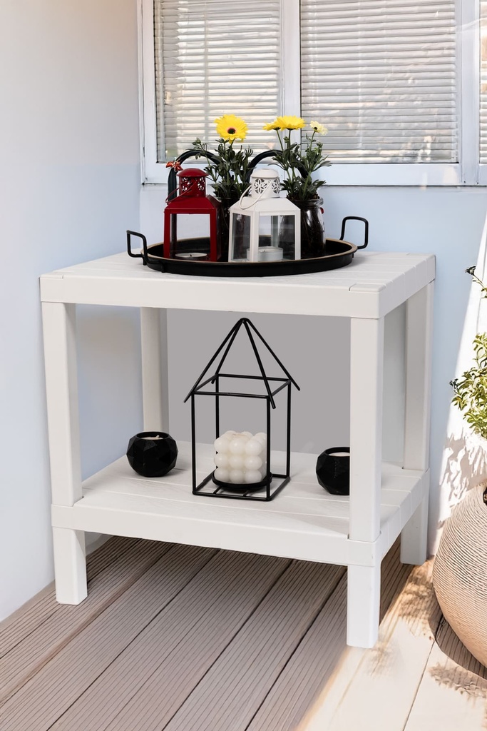 Estante plástico blanco 2 niveles 39x23x39cm