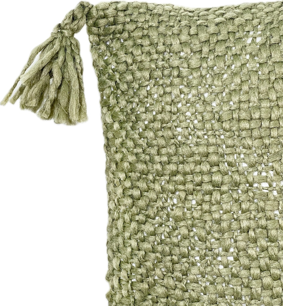 Cojín verde con borlas 40x40cm