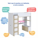 Cama elevada multifuncional c/ 2 colchónes Supreme D23 1 plaza