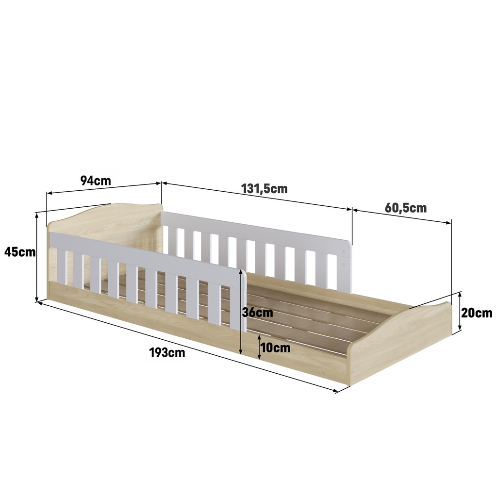 Cama Montessori c/colchón Supreme D23 1 plaza