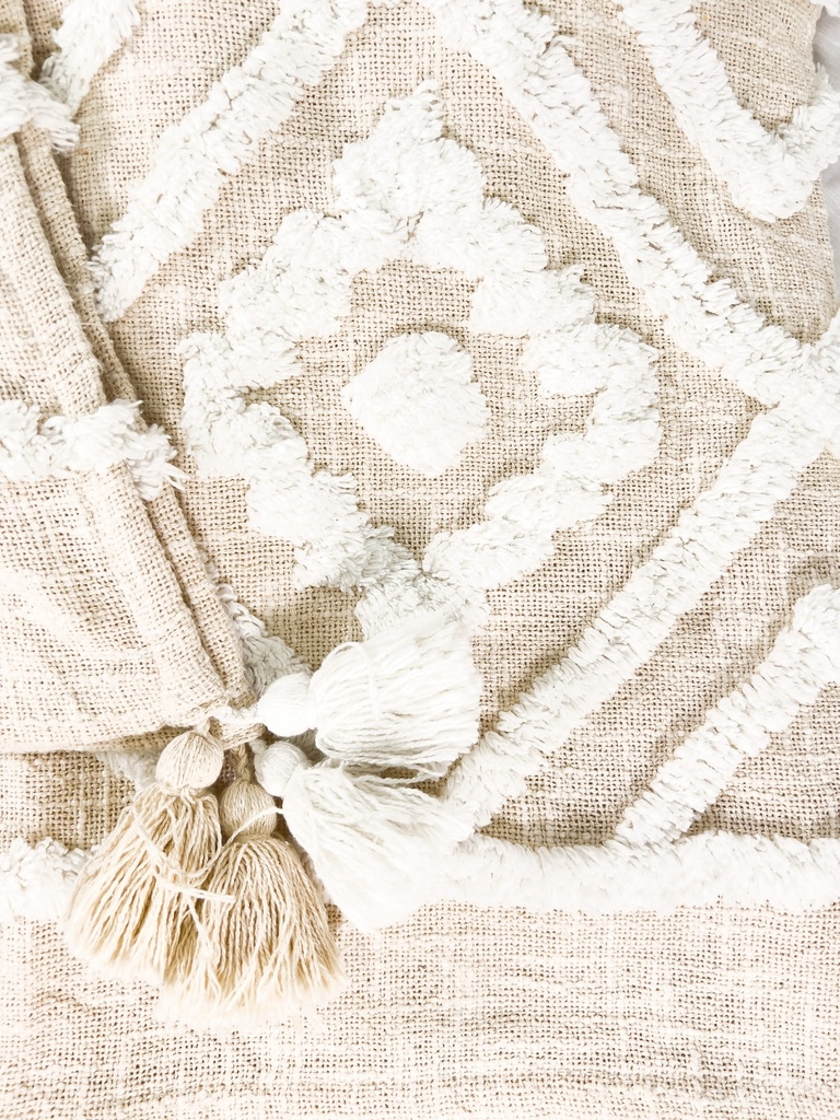 Manta rombos crudo 130x170cm