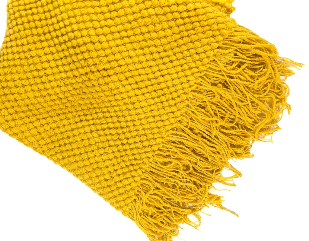 Manta amarilla con flecos 130x170cm