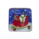 Caja lata navidad cuadrada mono nieve 17cm