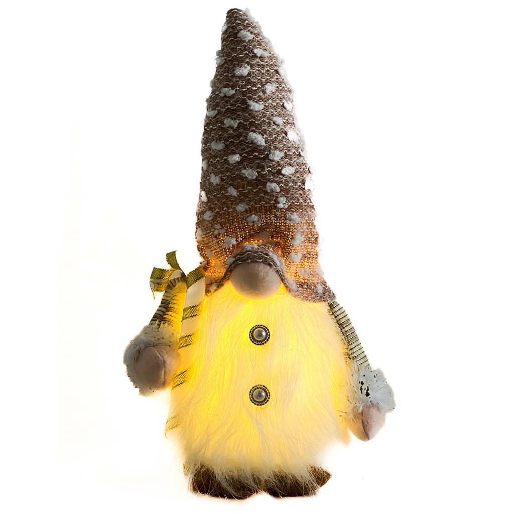 Gnomo navidad con luz dorado 28cm