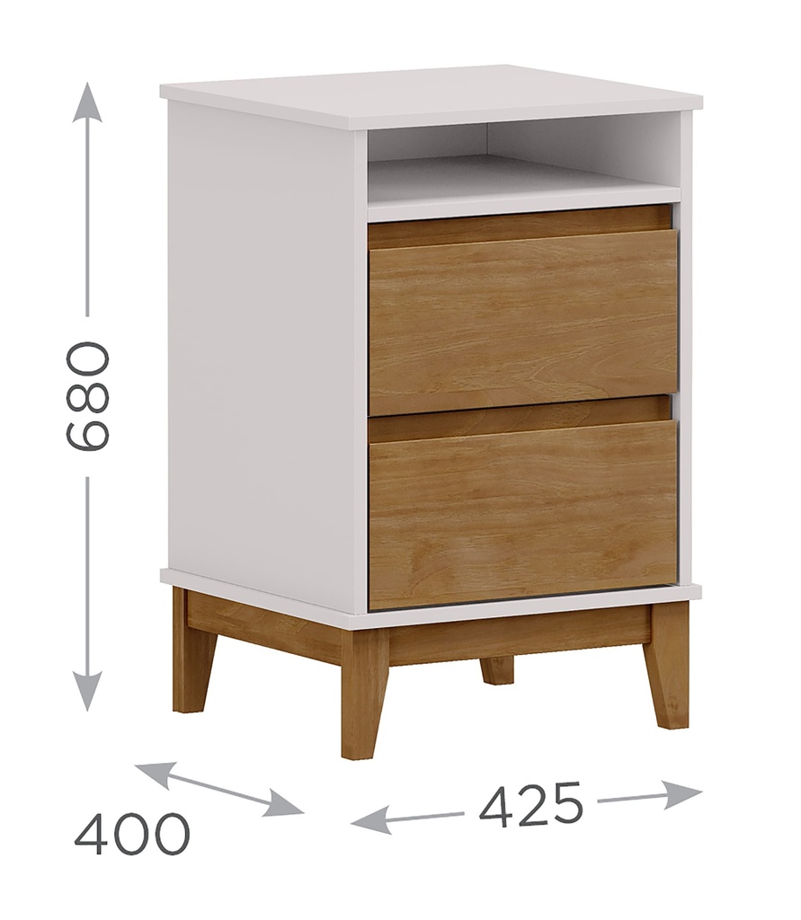 Velador 2 Cajones Prata