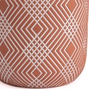 Macetero de Cemento Rojo Lineas Blancas 15cm