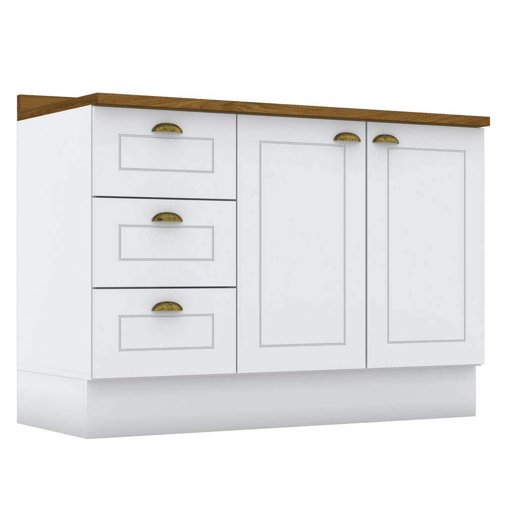 Base Cocina Americana 2 Puertas 3 Cajones 120cm