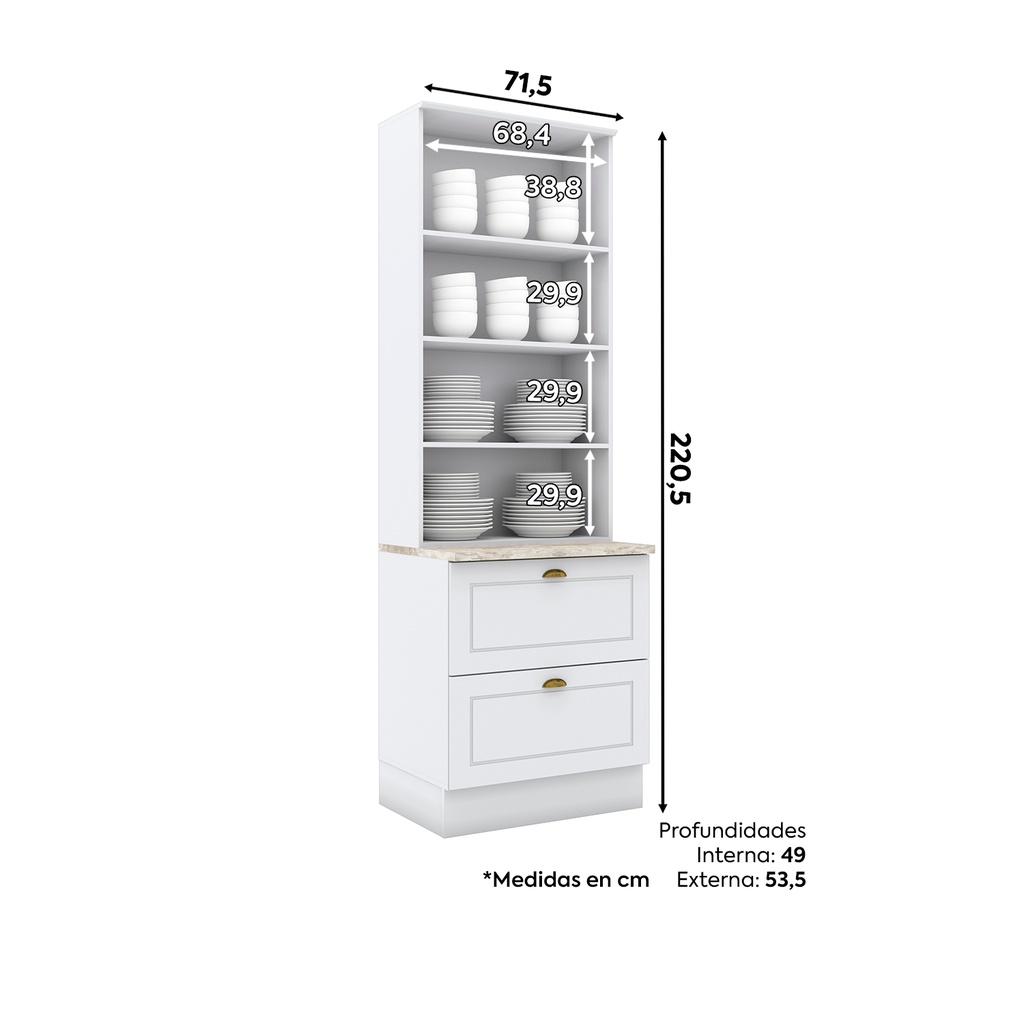 Vitrina 2 Puertas 2 Cajones Vidrio Americana