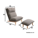 Sofá 1 Cuerpo + Ottoman Leo Gris