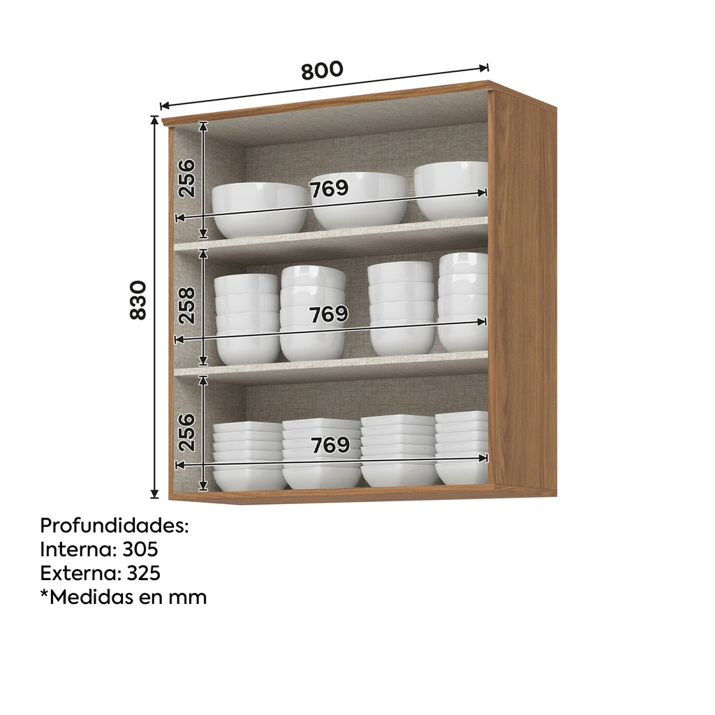 Aéreo cocina Requinte 2 puertas 80cm