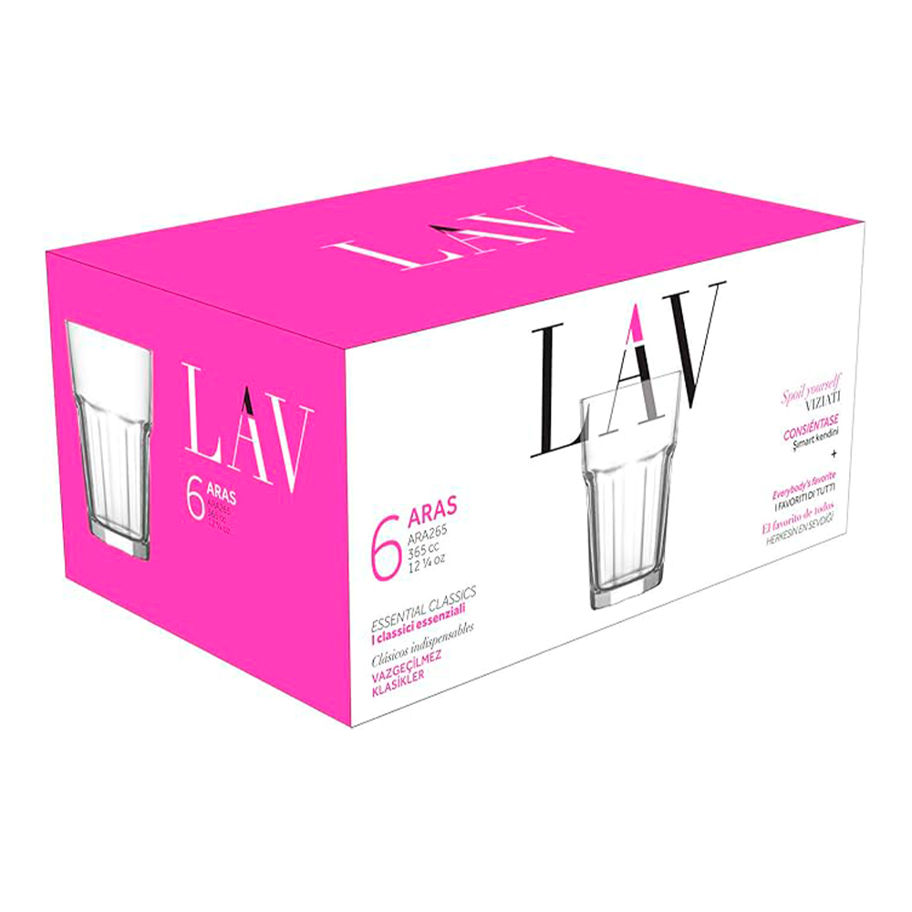 Vaso largo 360ml set de 6