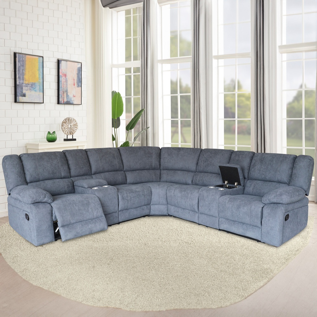 Sofá seccional reclinable Kansas gris oscuro