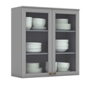 [230019126] Aéreo cocina Americana gris 2 puertas vidrio  80cm