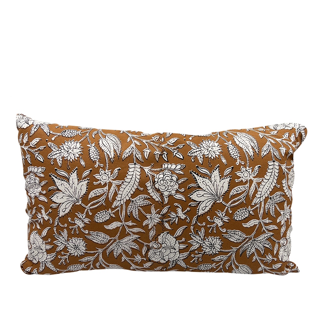 Cojín 30x50cm print flor ocre