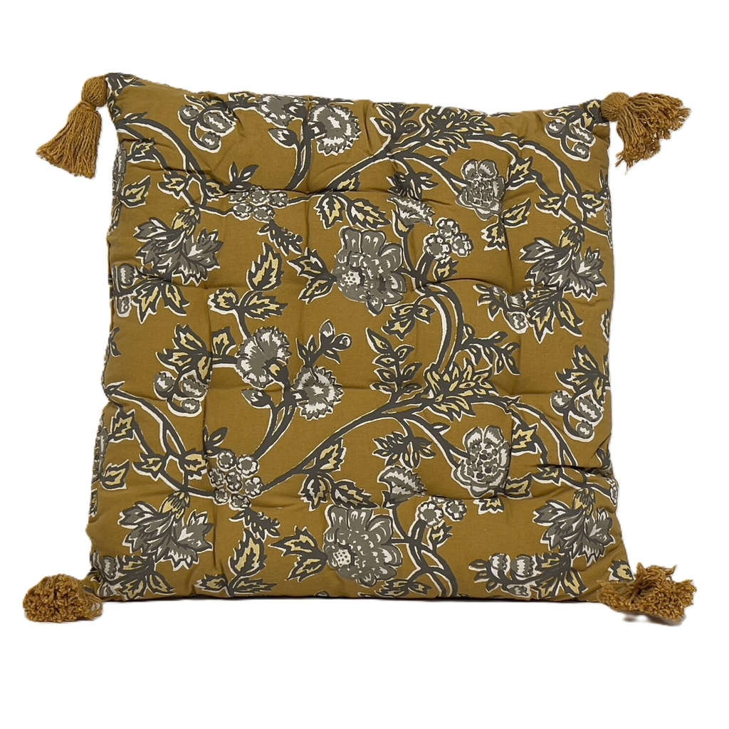 Cojín 40x40cm print amarillo silla