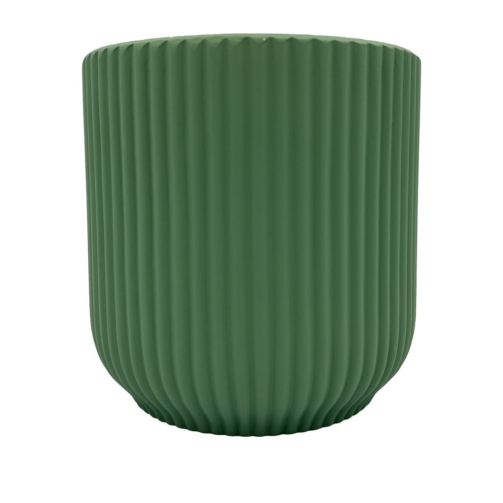 Macetero cerámica 14cm ranurado menta
