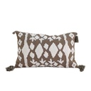 Cojín 30x50cm verde/blanco con borlas