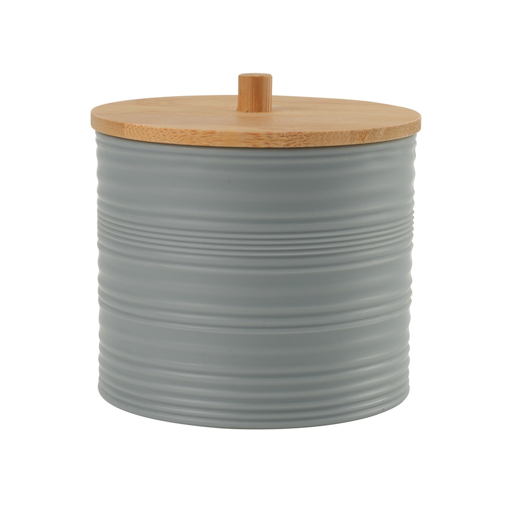 Porta cotonitos plástico estriado gris bambú