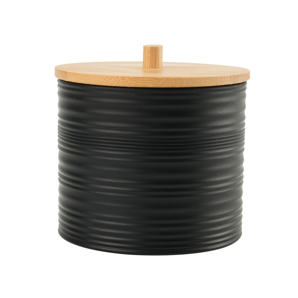 Porta cotonitos plástico estriado negro bambú