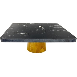 [230036203] Stand para torta mármol bambú 25,5x25,5x9,5cm
