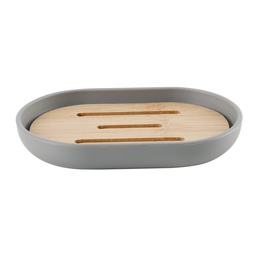 [230038706] Jabonera plástico gris bambú