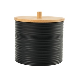 [230038785] Porta cotonitos plástico estriado negro bambú